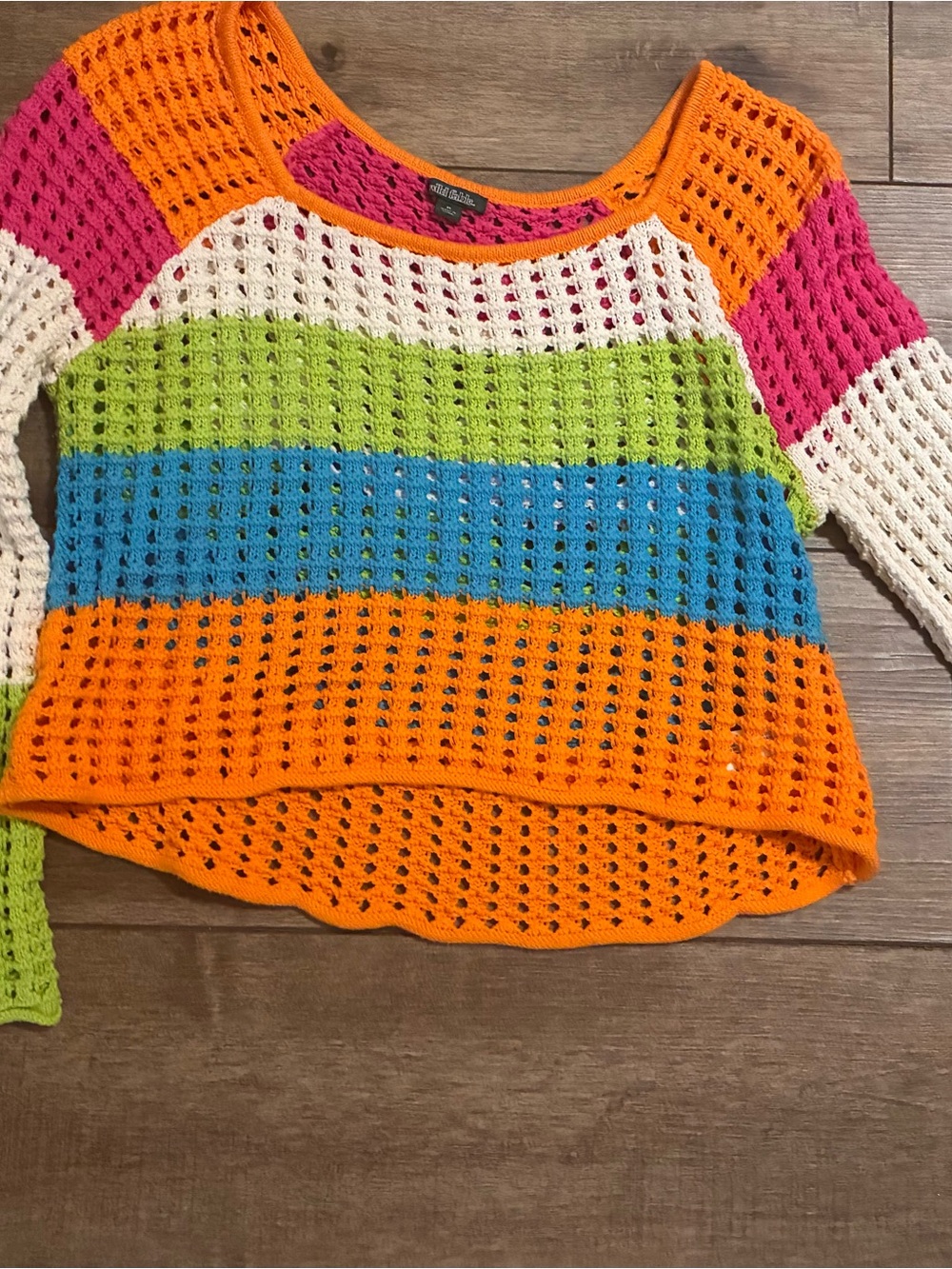 wild fable Crochet Colorblock Tank - Hot Pink, Orange, White, Lime Green